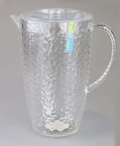 "Bello" Clear Plastic Pitcher with Lid Great for Outdoor Dining, Picnics & BBQ's