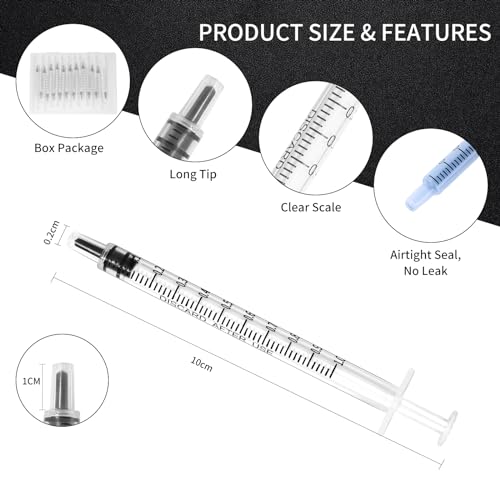 20 pack 1ml syringe for liquid 1cc plastic small syringes for scientific labs measuring liquids feeding pets medical student oil or glue applicator non-sterile no needle