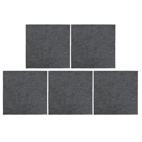 BlesConi Azulejos de moqueta, 30 x 30 cm, antideslizantes, impermeables, con fibra de poliéster, paquete de 5 unidades, para oficina, salón, cocina (gris claro)