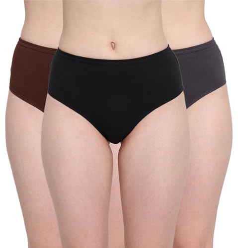 Image of Shasmi Women's High Coverage Cotton Hipster Panties | Super Combed Mid Rise Briefs | Mid Waist Printed Underwear for Women | Soft Breathable Everyday Comfort Innerwear (Pack of 3)