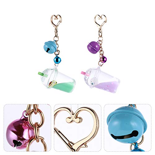 Pretyzoom 4Pcs Boba Tea Keychains Kawaii Floating Animal Keychain With Liquid Quicksand Bubble Tea Keychain Backpack Car Key Pendant #TOP7