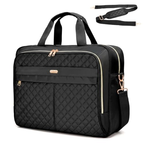 WIRABO 17 Inch Laptop Bag for Women, Computer Bag, Laptop Briefcase, Messenger Bag for Work Office Teacher Business Travel, Black