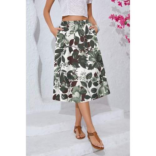 Image of Witsmile Women's Summer Pleated High Waisted Casual Flowy Skirt Pockets