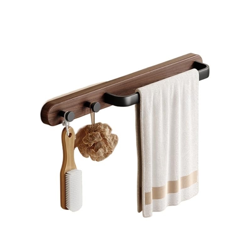 Porte serviette salle de bain en bois de noyer haut de gamme 45cm sans perçage