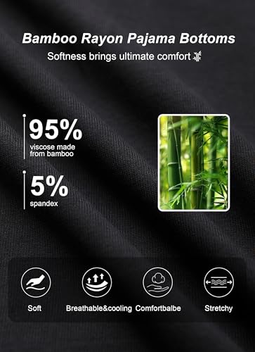 EA'S SECRET Mens Pajama Shorts Bamboo Drawstring Men's Sleep Shorts Soft Lounge Pajama Bottoms with Pockets 2 Pack4