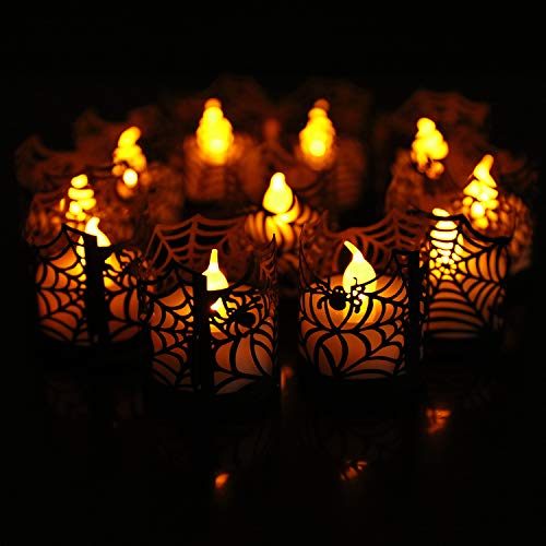 Nicwhite Candle Wraps 50Pcs Tea Light Votive Wraps Paper Halloween Tealight Candle Holder Spiderweb Laser Cut For Halloween Party Favors Supplies Haunted House Decorations thumb #7