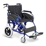 AIESI® Sedia a Rotelle pieghevole super-leggera da transito in alluminio con freno per disabili ed anziani AGILA TRANSIT, Doppio sistema di frenata, Cintura di sicurezza, Garanzia Italia 24 mesi