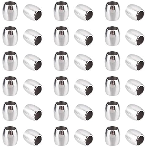 UNICRAFTALE 100pcs 6mm Barrel Pattern Spacer Beads Stainless Steel Loose Beads Metal Small Hole Spacer Beads Smooth Surface Beads Finding for DIY Bracelet Necklace Jewelry Making, Hole 4mm Cover