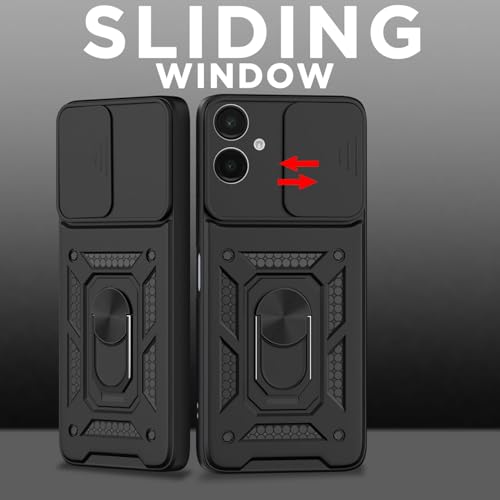 Image of Luxe Back Cover for Samsung Galaxy A06 5G / Samsung Galaxy F06 5G / Samsung Galaxy M06 5G | D10 Tough Armor Case | Sliding Camera Shield | 360 Protection | Kickstand Ring Holder | Military-Grade