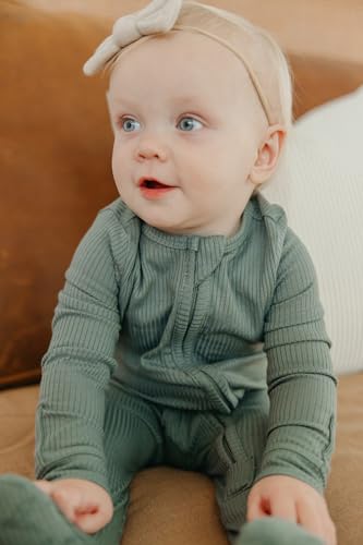 Image of Copper Pearl Baby Zip-Up Footie Pajamas - Soft Stretchy Sleep and Play Footies for Boys and Girls