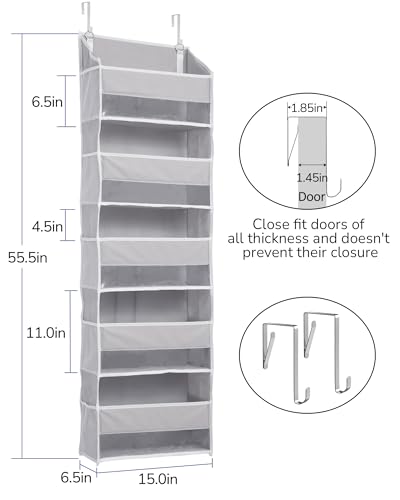 Image of ULG 2 Pack 5-tier Over the Door Organizer Light Gray