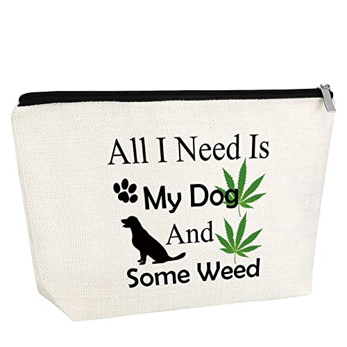 Bag with Dog Weed Lover Gift Makeup Bag Dog Lover Gift Ideas Cosmetic Bag