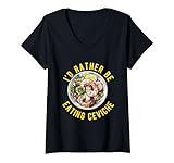Damen Ceviche für Peruvia, Ecuadorianisches Essen, Ecuador Peru Camiseta T-Shirt mit V-Ausschnitt