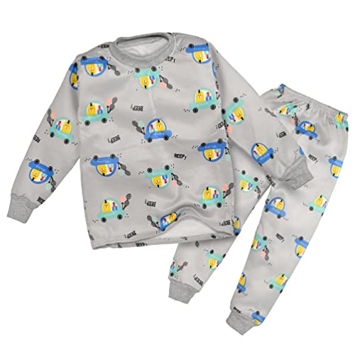 Image of Bold N Elegant Cute Winter Warm Fleece Kid's Cartoon Sweatshirt Tshirt and Pajama Pant Clothing Set Random Mix Print for Boys Girls