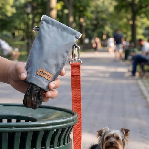 Dog Poop Bag Holder for Walking with Waste Bag Dispenser, Reusable Smell Proof, Pet Poop Pouch with Spring loaded Closures, Portable Dog Accessories Travel for Leash Harness Waist image 5