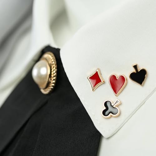KSUKTSW 8 Stück Brosche-Set, Poker-Brosche, Kartenspielen Abzeichen, Hearts Spaten Revers Pin, für Männer, Frauen, Tücher, Revers