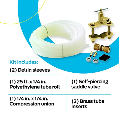 Eastman Ice Maker Installation Kit with Brass Inserts, 1/4 Inch Compression, 25 Foot Polyethylene Ice Maker Connectors, White, 48362 - Thumbnail 4
