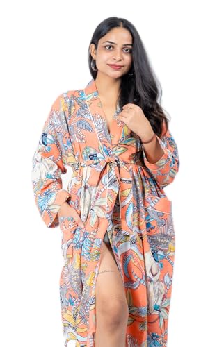 Image of Cotton Women Stylish Printed Kimono, Bath Robe,Night Wear Suit,Swim Wear, Night Dress, Beach Wear