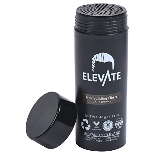 ELEVATE Hair Fibers 100% Natural Keratin Hair Fibers Instantly Thickens Thinning or Balding Hair for Men and Women - Natural Hair Loss Concealer (40 Gram, Dark Brown)