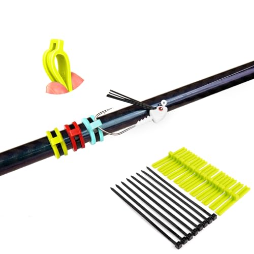 Universal Fishing Hook Keeper - Silicone Secure Holder for All Rods (Ultra Light to Sea), 12-Pack with Nylon Zip Ties