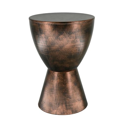 Générique Tabouret Rond en Métal Couleur Brun Design Vintage Lignes Épuré de 46cm