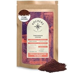 Tanzanian Peaberry Coffee Ground - Single Origin Medium Light Roast, Roasted To Order Ground Coffee Specialty Grade, Fair Trade and Non-GMO, Floral and Fruity Notes - 12 oz
