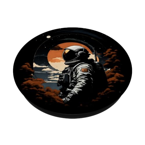 Lost Cosmonaut in autumn in outer unexplored space PopSockets Swappable PopGrip, Black - Image 2