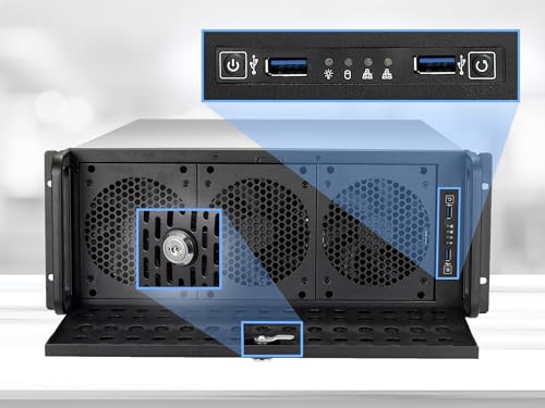 Image of Rosewill 4U Server Chassis Rackmount Case | 15 3.5 inch HDD Bays | E-ATX Compatible | 6 Front 120mm Fans, 2 Rear 80mm Fans | 2X USB 3.0 | Front Panel Lock and Key | Silver /Black - RSV-L4500U