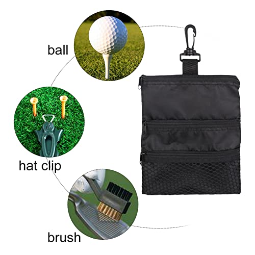 Bolsa Portátil de Acessórios para Bola de Golfe Akozon Com Vários Bolsos - Design Com Zíper Preto