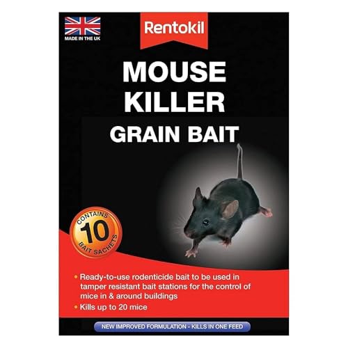 Rentokil REN0340 Mouse Killer Grain Bait, Black, 4.2 x 10.5 x 14.5 cm