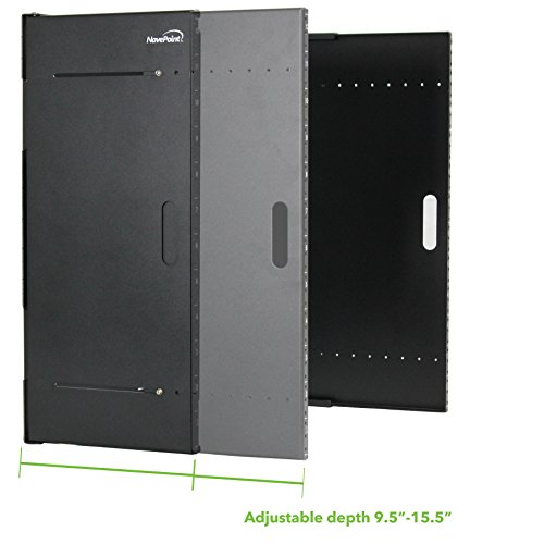 Image of NavePoint 12U Patch Panel Bracket Wall Mount Patch Panel Rack for 19 inch Networking Equipment - Expandable Mounting Depth 9.5 inch to 15.5 inch 4U IT Rack 40lbs Weight Capacity Pre-Assembled
