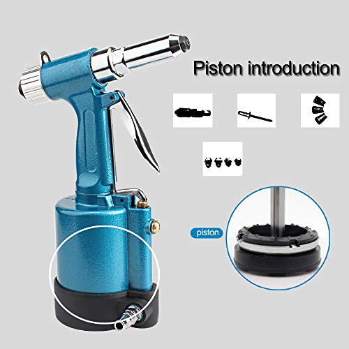 DoubleSun Heavy Duty Air Hydraulic Riveter-Professional Pop Pneumatic Riveting Gun Rivet Tool with Nose Pieces