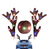 Kit de voiture avec bois de renne - Décoration automatique pour déguisement de bois de renne | Nez de bois de renne avec lumières LED