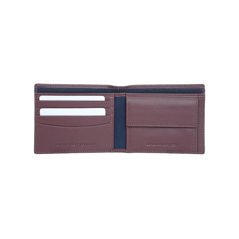 Image of Tommy Hilfiger Men's Escravos Global Coin Wallet - Wine | Leather | Sleek Solid Design| Purse for Men | Ideal for Gifting