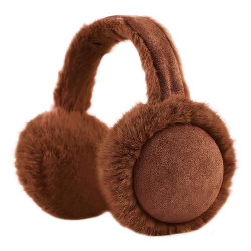 Zsedrut Winter Women Earmuff Foldable Ear Warmer Fluffy Ear Cover Warm Outdoor (Brown)