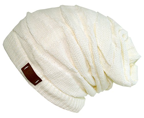 ANGELA & WILLIAM Women's Casual Knit Multi Purpose Winter Thick Warm Slouchy Headwrap Beanie Cap Hat (WHITE)