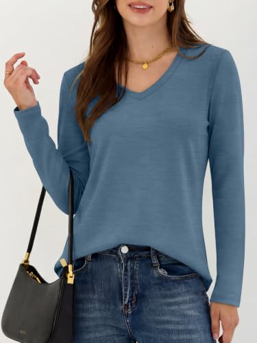 Image of ANRABESS Long Sleeve Shirts for Women Wrinkle Free V Neck Fall Top