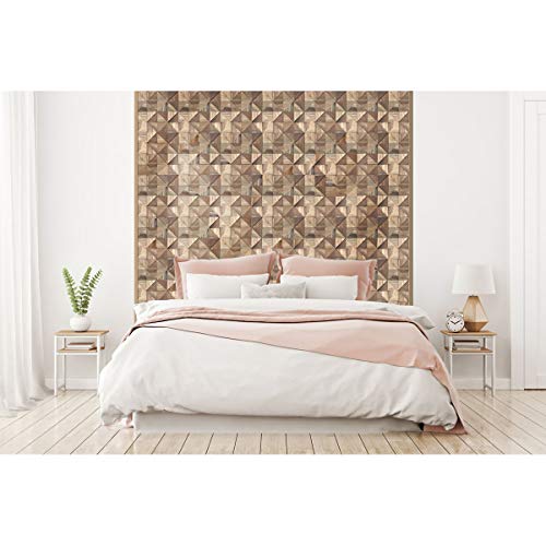 Ekena Millwork Wpw12X12Aumena Authentic Boat Wood Mosaic Wall Tile, 11 7/8"W X 11 7/8"H X 1/2"P, Natural Finish #TOP5