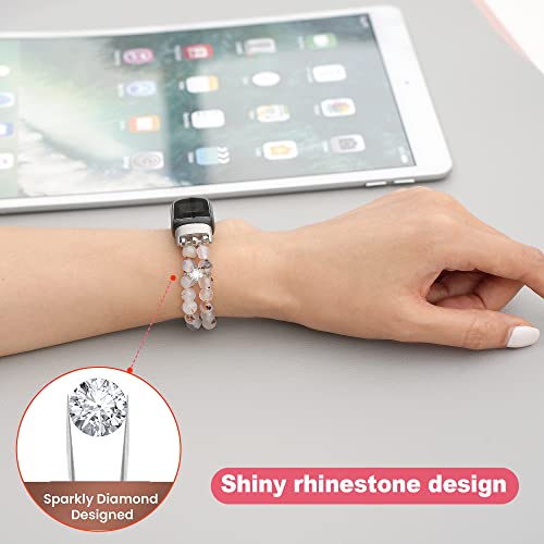Image of Wongeto Compatible with Fitbit Luxe Bands,Fashion Handmade Elastic Stretch Pearl Bracelet Women Replacement Strap for Fitbit Luxe accssorises