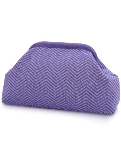 Image of Woven Clutch Purses for Woman,Summer Beach Purse for Vacation, Woven Striped Dumpling Bag,Crochet Evening Handbag