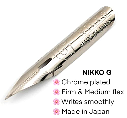 Oblique Calligraphy Pen Set Copperplate Calligraphy Pen, Glass Ink Well, Empty Ink Well For Dip Pen, Nikko G Nib, Pen Rest & Nib Tin Organizer (1. Cherry Blossom Pen Rest) #TOP2