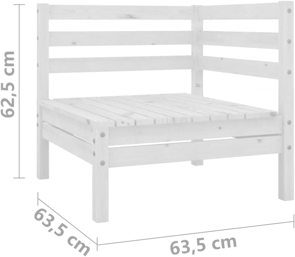 2-Seater Modular Garden Sofa, Solid Pinewood Patio Loveseat with Matte White Finish, Versatile Indoor Outdoor Furniture for Terrace, Balcony, and Living Room