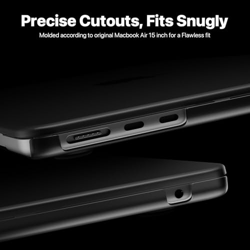 Image of Soonjet for MacBook Air 15 inch Case M5 M4 M3 M2 2026-2023 Laptop Cover | Noble Black Clear, Matte Finish, Protective Hard Shell, Laptop Cover, Ultra Thin & Light, Anti Crack & Fingerprint & Scratch