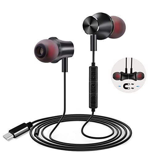 Usb C Headphone, Wired Earbuds Usb Type C Earphones Magnetic Noise Canceling In-Ear Earphones With Microphone For Samsung Galaxy S23 Ultra S22 S21 S20 A53 Pixel 7 6A 6 Oneplus Ipad #TOP16