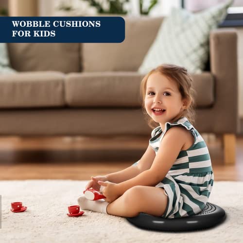 Storomo Wobble Cushion，Wiggle Seat，Balance Disc （Extra Thick 34Cm/13.4In），For Home Yoga Balance Stability Training, Office & Classroom Improve Sitting Posture Relive Back Pain (Pump Inflated Included) (Black) #TOP3