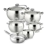🍔 【VERSATILE USE】The cookware set consists of 11 pieces: 1 saucepan 2 qt without a lid, 2 quart, 3 quart, 4 quart, and 7 quart pots with glass lids to meet all needs. The 8.7-inch frying pan with a lid is perfect for frying and braising. The versatil...