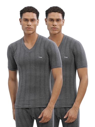 Image of Dollar Ultra Pack of 2 Combed Cotton Men V Neck Half Sleeve Thermal Top