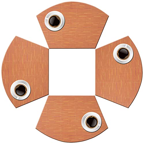Super Brands pigchcy Wedge Shaped Placemats for Dining Table Cross-Weave Washable Vinyl Placemat Heat Resistant Round Table Mats Set of 4 (Orange Red)