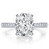 Sizeron Moissanite Engagement Ring For Women 4ct Elongated Cushion Cut White Gold Plated Sterling Si