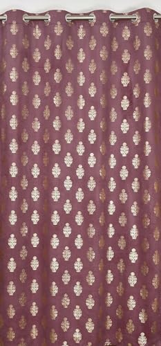 Image of Premium Velvet Long Door Curtains 9 Feet Long, Golden Foil Matka Design Room Darkening Curtains, Thermal Insulated Parda 4 Feet X 9 Feet (48 inch X 108 Inch) - 1 Pcs Wine Colour